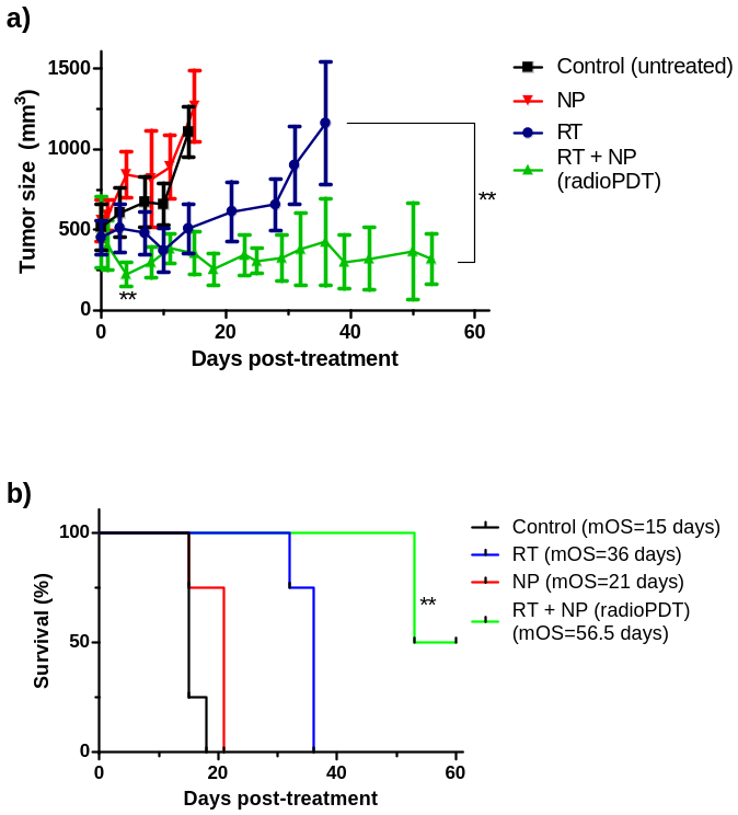 Preclinical tumor growth and survival data